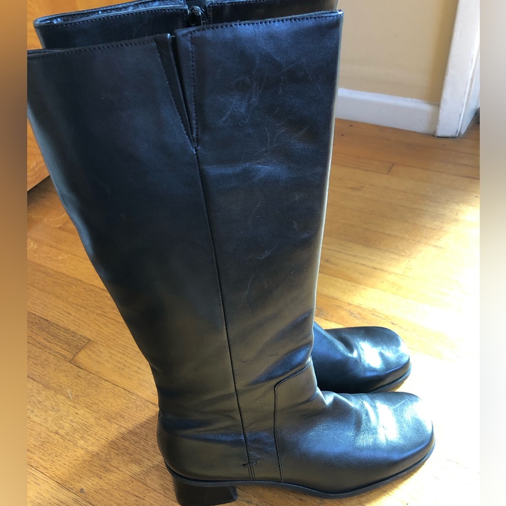 Naturalizer Black Leather Knee High Boots